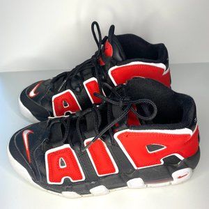 USED Unisex Nike Air More Uptempo- BLK/RED/WHITE (Size 7Y)